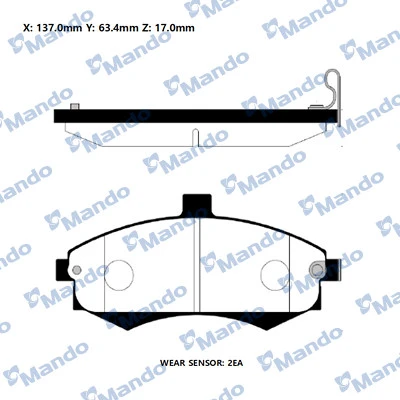 MPH29 MANDO Колодки дисковые передние hyundai elantra 1.6i/2.0dohc/crdi 02> (фото 1)