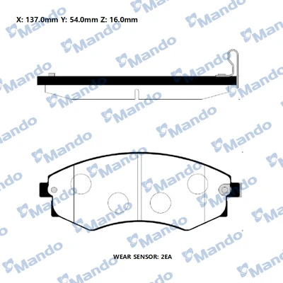 MPD21 MANDO Колодки дисковые передние daewoo rexton 3.2i/2.9td, ssangyong rexton 3.2i/2.7xdi/2.9d 02> (фото 1)