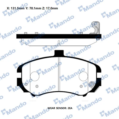 MPH36 MANDO Колодки дисковые передние hyundai elantra xd 1.6/2.0/2.0crdi 03> (фото 1)