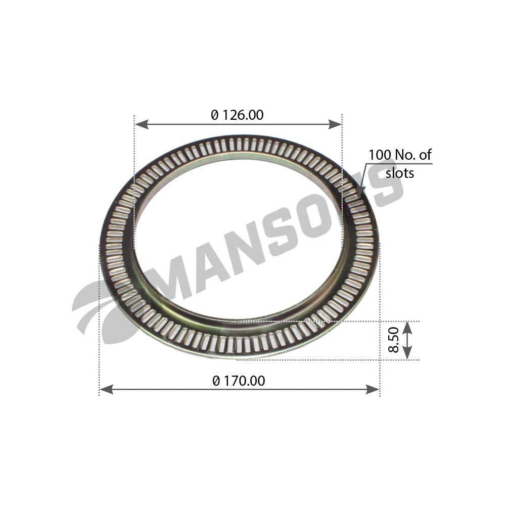 100.069 MANSONS Кольцо ступицы (м) d170xd126x8,5mm под abs =100nos scania 4-ser/p/g/r/t-ser (фото 1)