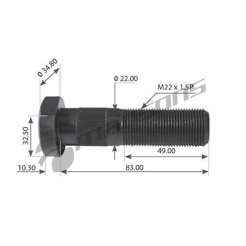 600.077 MANSONS Шпилька ступицы колеса m22x1.5x94/84/48 saf rsm/skrs/rlsm/skrls (фото 1)