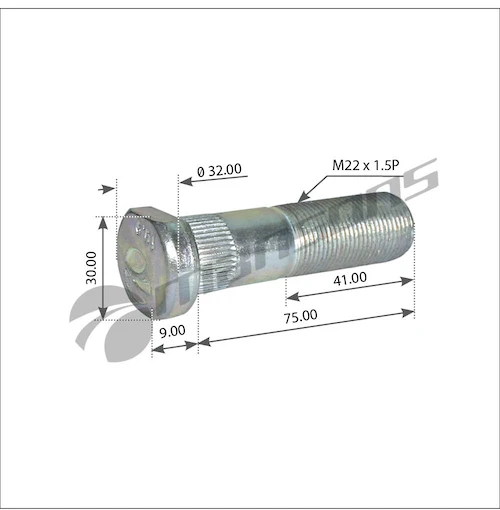 700642 MANSONS Шпилька ступицы колеса передняя m22x1.5x41 l75/84 iveco eurocargo/tech/trakker/stralis (фото 1)