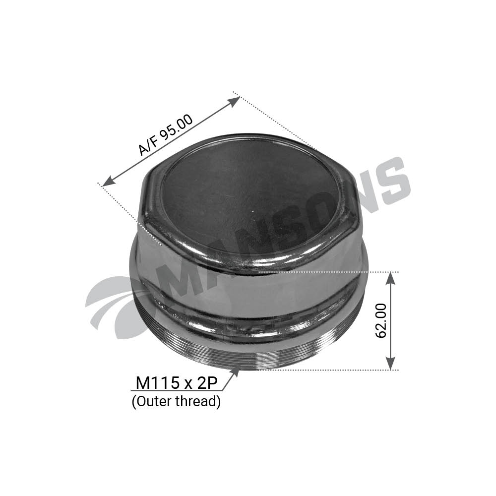 300.063 MANSONS Крышка ступицы (м) m115x2 наруж.h=62mm sw95 bpw 6.5-9t,kassbohrer (фото 1)