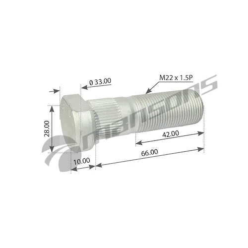 750.011 MANSONS Болт колесный передний m22x1.5x76/66 iveco (фото 1)