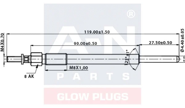 A-N118004 A-N PARTS Свеча накаливания (фото 1)