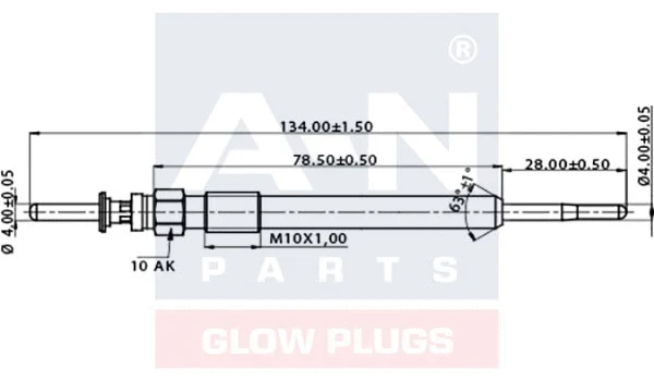 A-N134006 A-N PARTS Свеча накаливания (фото 1)