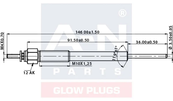 A-N146784 A-N PARTS Свеча накаливания (фото 2)