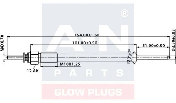 A-N154106 A-N PARTS Свеча накаливания (фото 1)