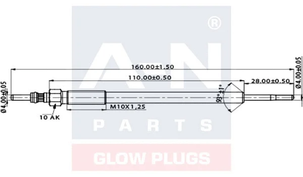 A-N160123 A-N PARTS Свеча накаливания (фото 1)