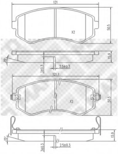 6810 MAPCO Комплект тормозных колодок, дисковый тормоз (фото 3)