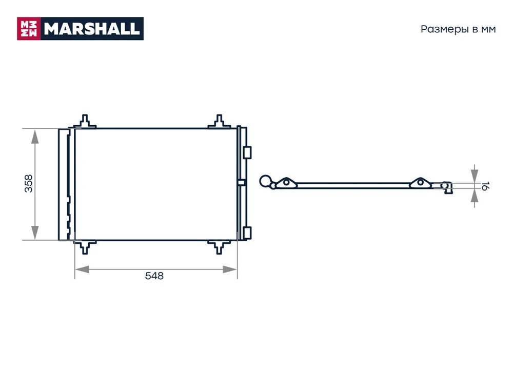 M4991060 MARSHALL Радиатор кондиционера citroen berlingo ii 08>/c4 i/ii 04>,peugeot 307 00>/ partner ii 08> (фото 3)