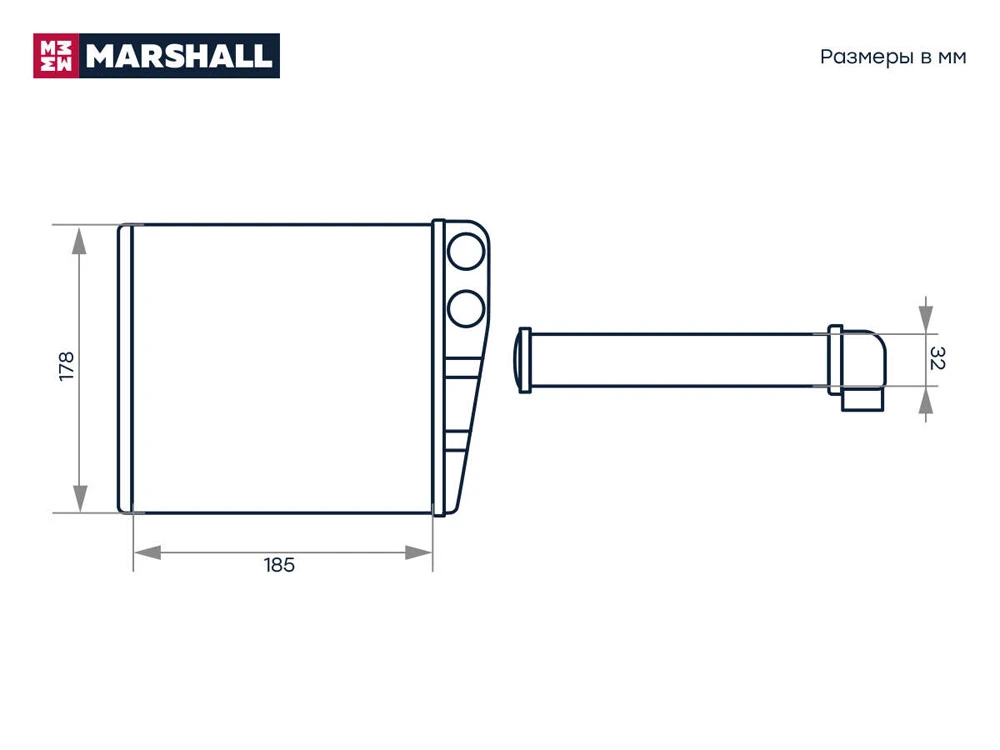 M4991104 MARSHALL Радиатор печки skoda octavia ii 04>, vw golf v/vi 03>/passat 05>/tiguan i 07> (фото 3)