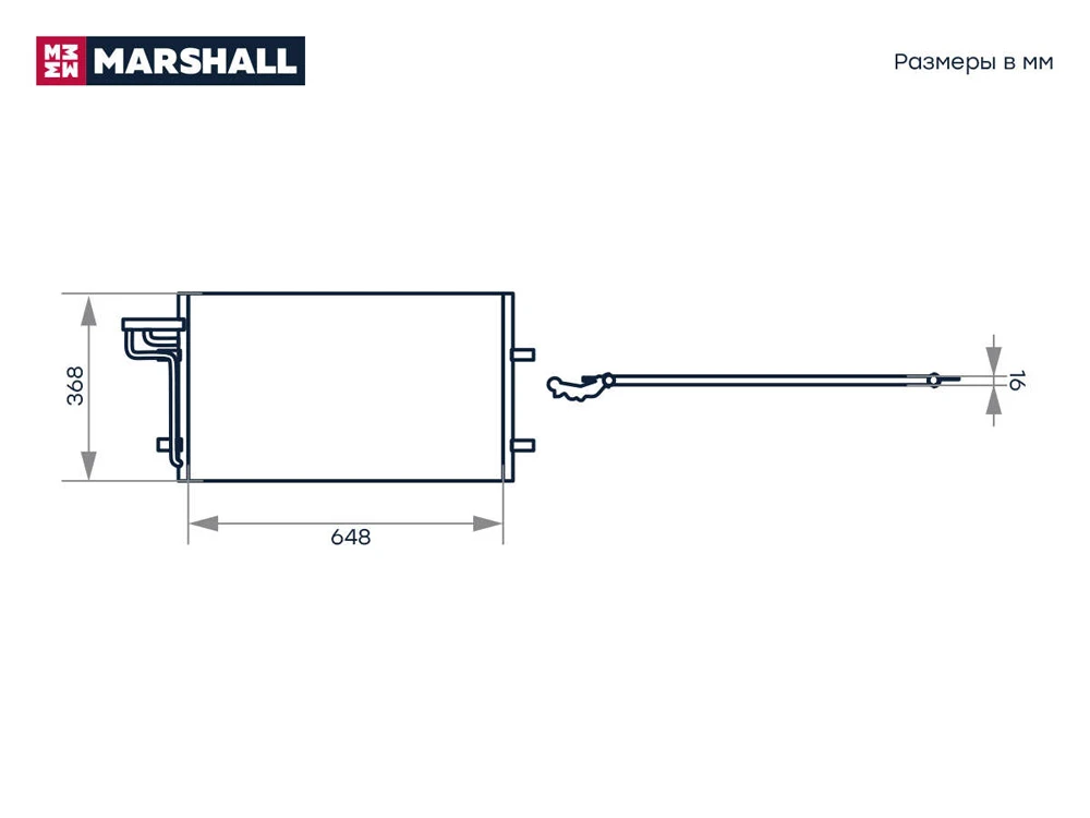 M4991056 MARSHALL Радиатор кондиционера ford focus ii 04>/c-max i 03>, volvo c30 06>/ s40 ii 04>/v50 03> (фото 3)