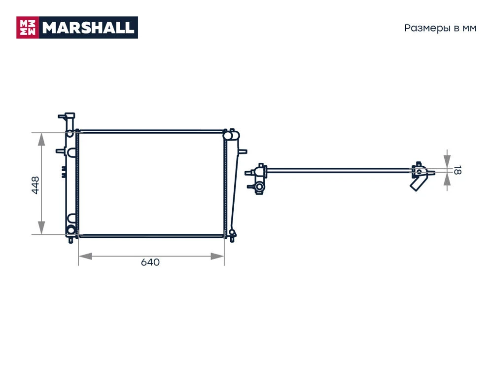 M4991030 MARSHALL Радиатор системы охлаждения hyundai tucson i 04>, kia sportage ii 04> (фото 3)