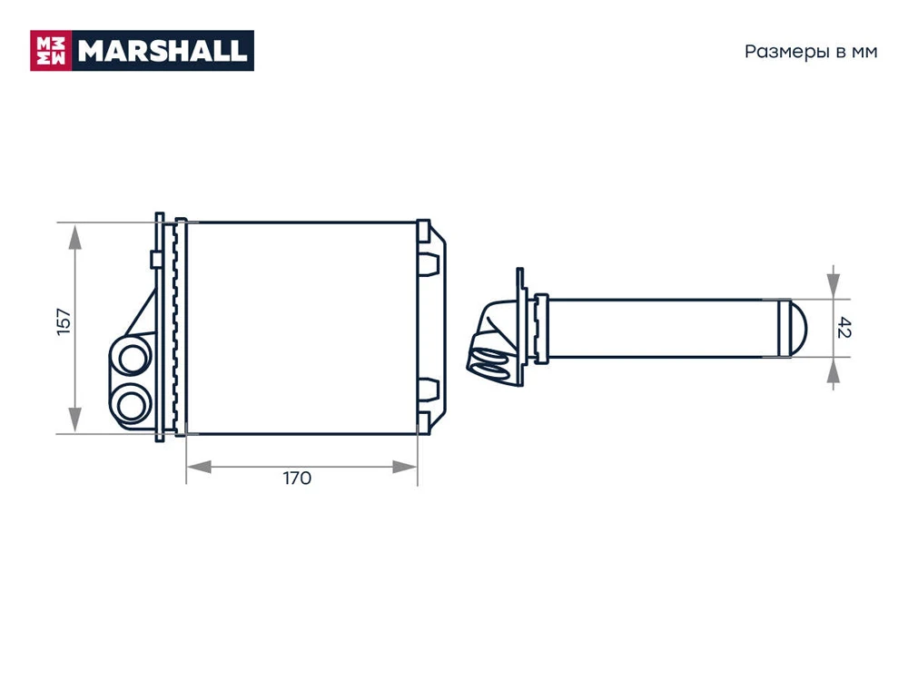 M4991102 MARSHALL Радиатор печки lada largus 12>, renault duster i 10>/logan i 04>/sandero i 09> (фото 3)