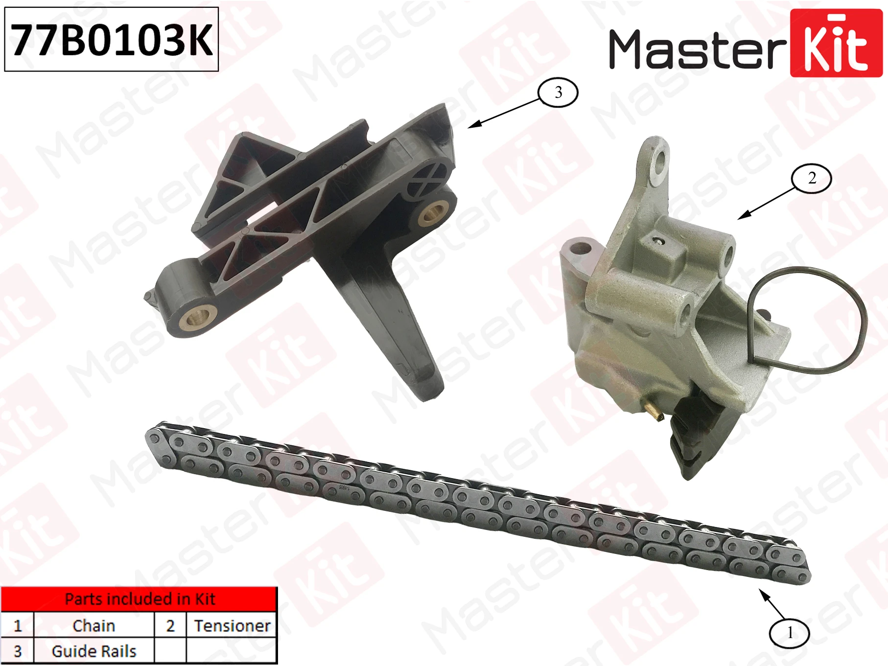 77B0103K MASTERKIT Рем.к-кт грм цепной без звездочек bmw e36/46/39/38/60/65/x3/x5 2/2.2/2.5/2.8/3i 91> (фото 1)