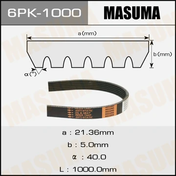 6PK-1000 MASUMA Поликлиновой ремень (фото 2)