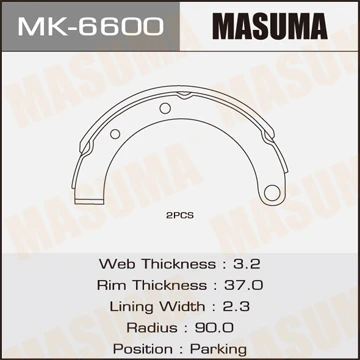 MK-6600 MASUMA Комплект тормозных колодок (фото 2)