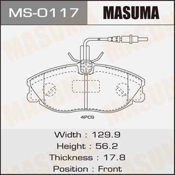 MS-0117 MASUMA Комплект тормозных колодок (фото 2)
