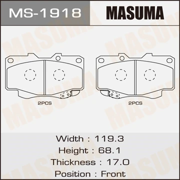 MS-1918 MASUMA Комплект тормозных колодок (фото 2)