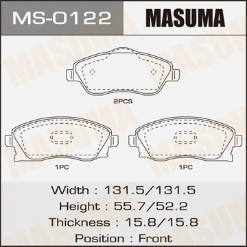 MS-0122 MASUMA Комплект тормозных колодок (фото 2)