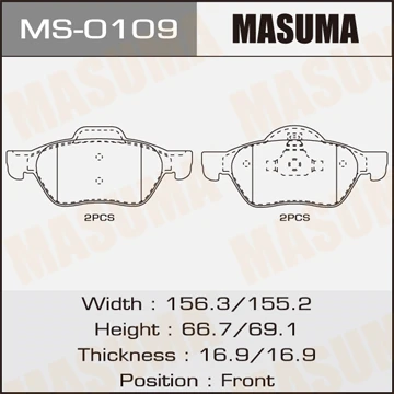 MS-0109 MASUMA Комплект тормозных колодок (фото 2)