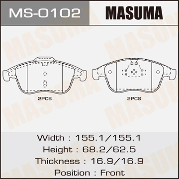 MS-0102 MASUMA Комплект тормозных колодок (фото 2)
