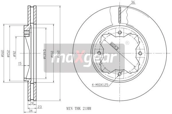 19-0929 MAXGEAR Тормозной диск (фото 4)