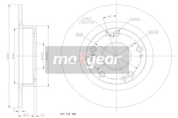 19-1854 MAXGEAR Тормозной диск (фото 2)