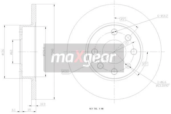 19-0795 MAXGEAR Тормозной диск (фото 1)