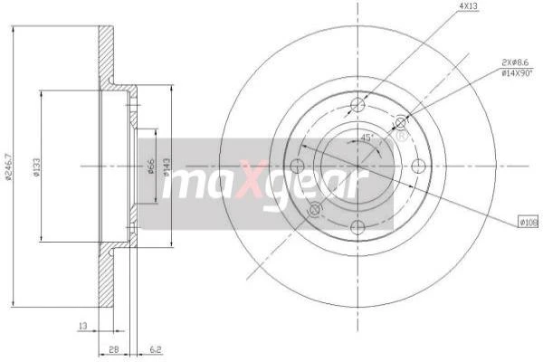 19-0790 MAXGEAR Тормозной диск (фото 2)