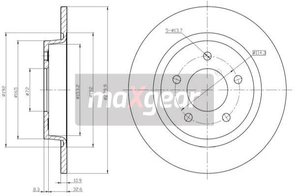 19-1206 MAXGEAR Тормозной диск (фото 4)