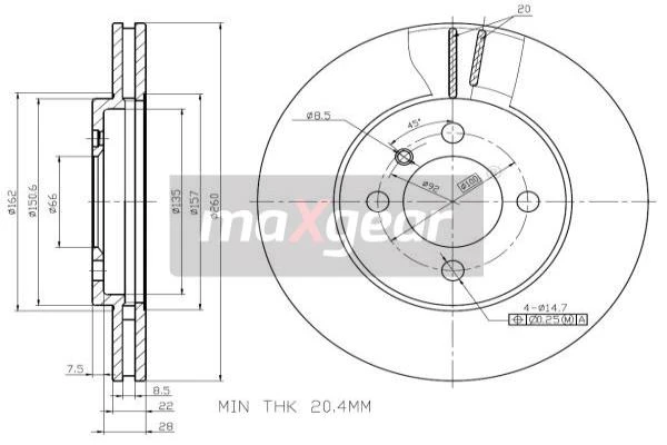 19-0691 MAXGEAR Тормозной диск (фото 4)