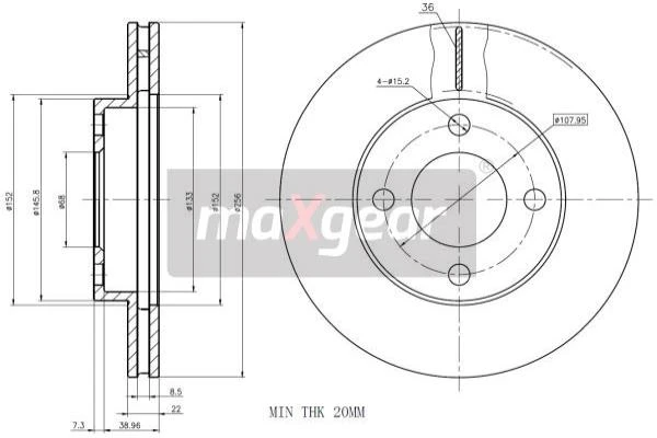 19-0752 MAXGEAR Тормозной диск (фото 3)