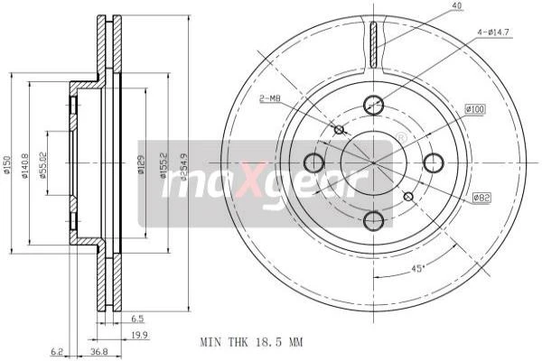 19-0970 MAXGEAR Тормозной диск (фото 1)