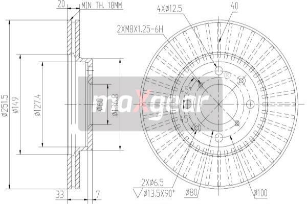 19-1871 MAXGEAR Тормозной диск (фото 1)