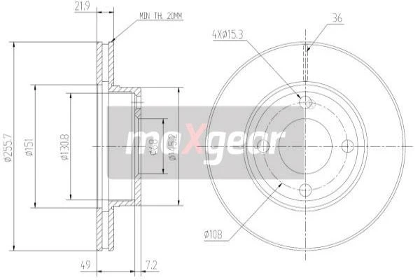 19-0997 MAXGEAR Тормозной диск (фото 4)