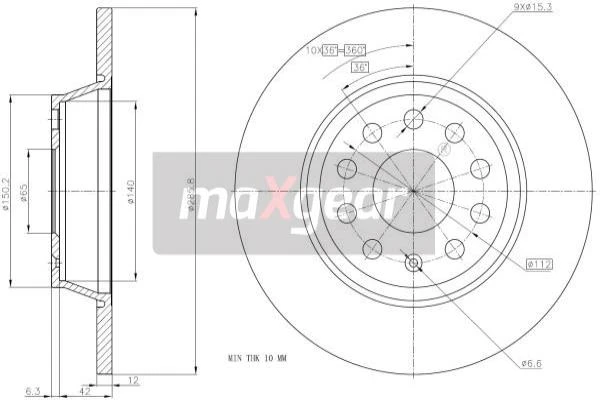 19-1229 MAXGEAR Тормозной диск (фото 4)