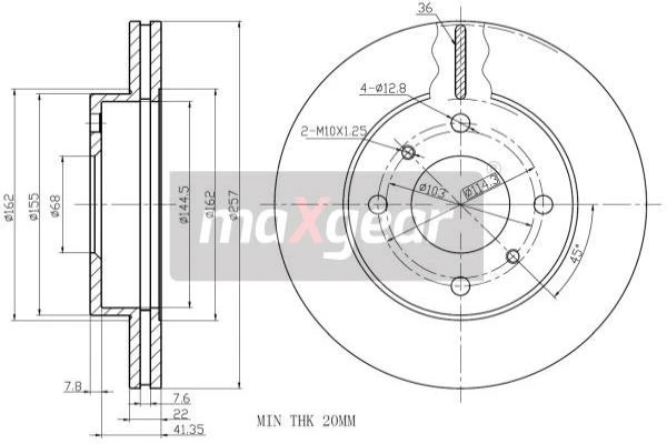 19-1023 MAXGEAR Тормозной диск (фото 4)