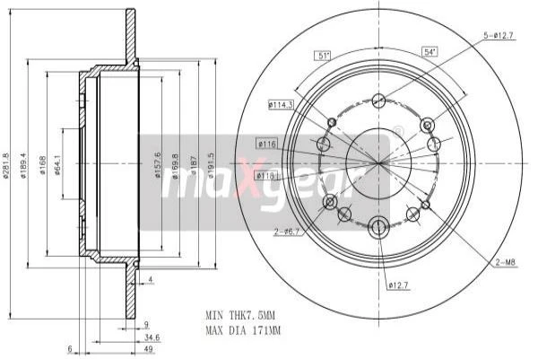 19-1021 MAXGEAR Тормозной диск (фото 4)