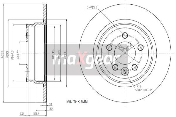 19-1190 MAXGEAR Тормозной диск (фото 4)