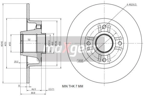 19-1046 MAXGEAR Тормозной диск (фото 4)