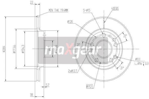 19-0720 MAXGEAR Тормозной диск (фото 3)