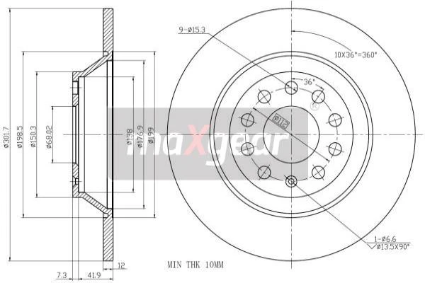 19-1228 MAXGEAR Тормозной диск (фото 4)