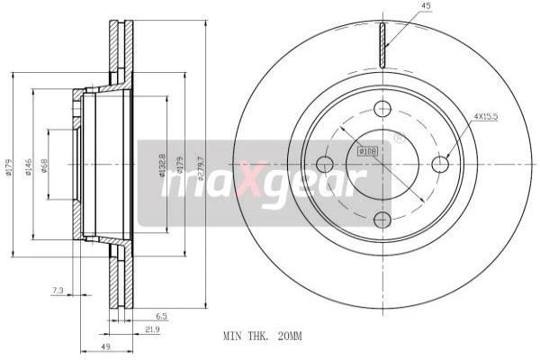 19-1007 MAXGEAR Тормозной диск (фото 4)