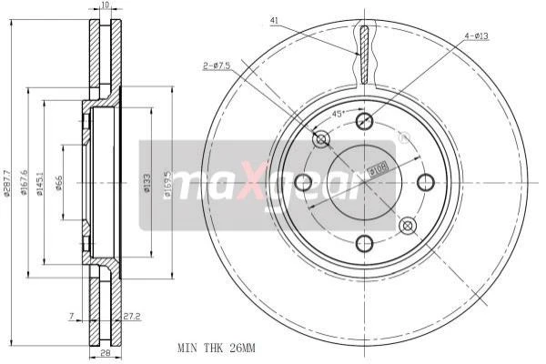 19-1067 MAXGEAR Тормозной диск (фото 4)