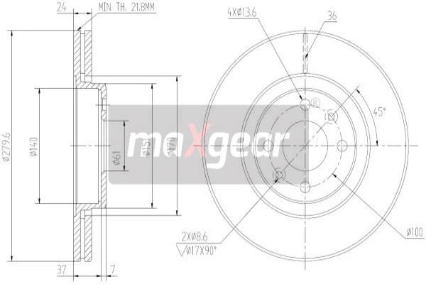 19-0803 MAXGEAR Тормозной диск (фото 4)