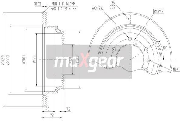 19-1814 MAXGEAR Тормозной диск (фото 2)