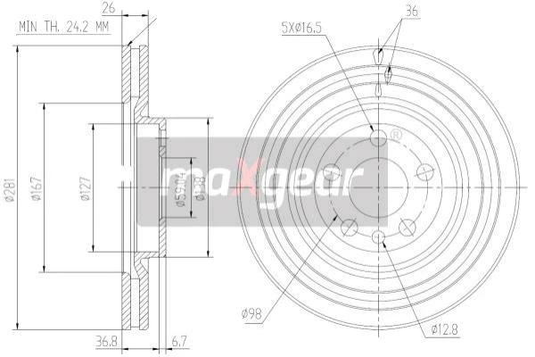 19-1026 MAXGEAR Тормозной диск (фото 3)