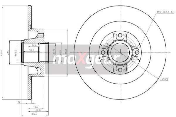 19-1279 MAXGEAR Тормозной диск (фото 4)